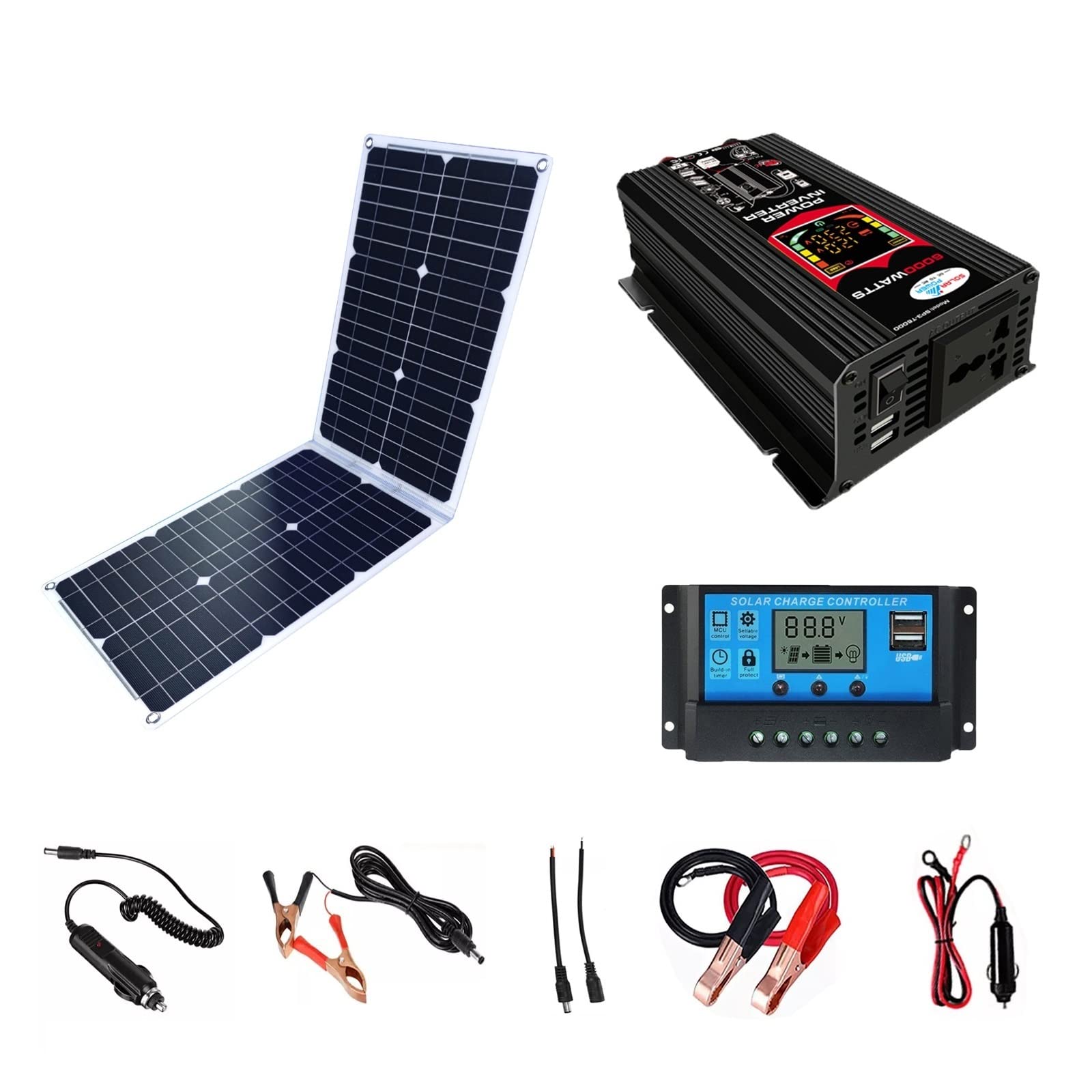 Amazon.co.jp: 車載用充電器, 500W 12ボルトソーラーパネル